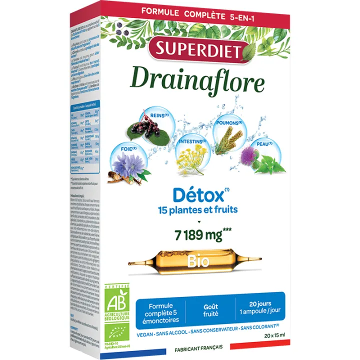 Superdiet Drainaflore Organic 20 fiale