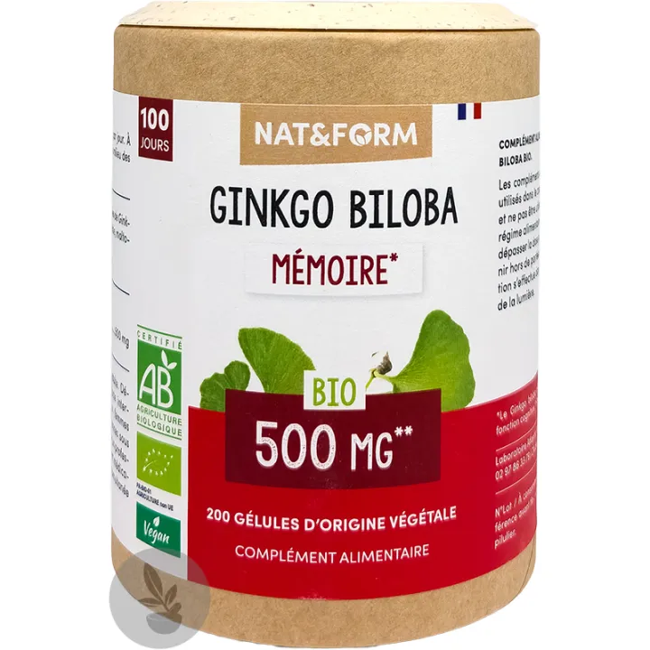 Nat & Form Ginkgo Biloba Bio 200 plantaardige capsules