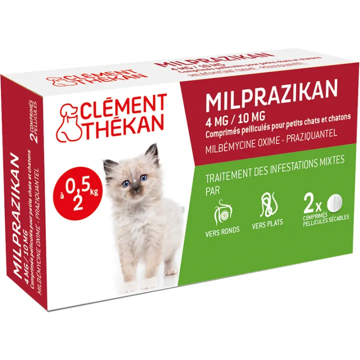 Milprazikan pour chatons et petits chats 2 comprimés Clément Thékan