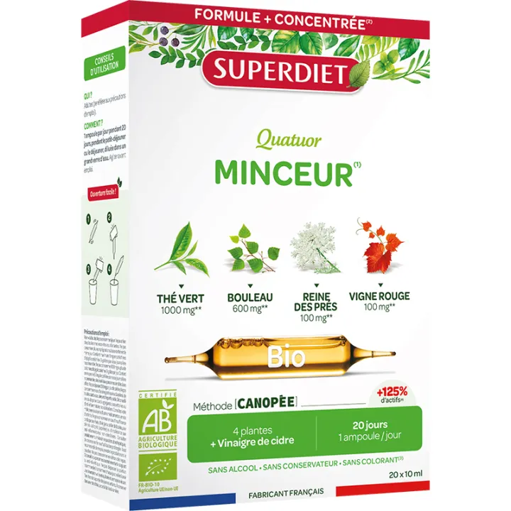 Superdiet Quatuor Minceur Bio 20 ampoules