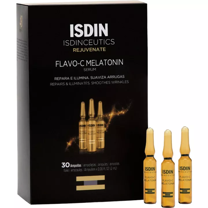 Isdin Isdinceutics Flavo-C Melatonin Night Repair Serum em ampolas