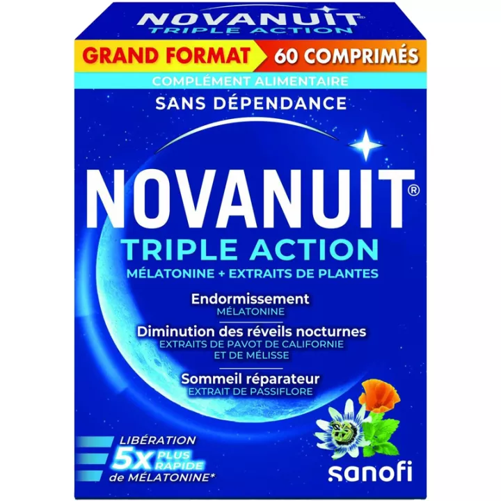 Novanuit Triple Action Mélatonine + Extraits de Plantes