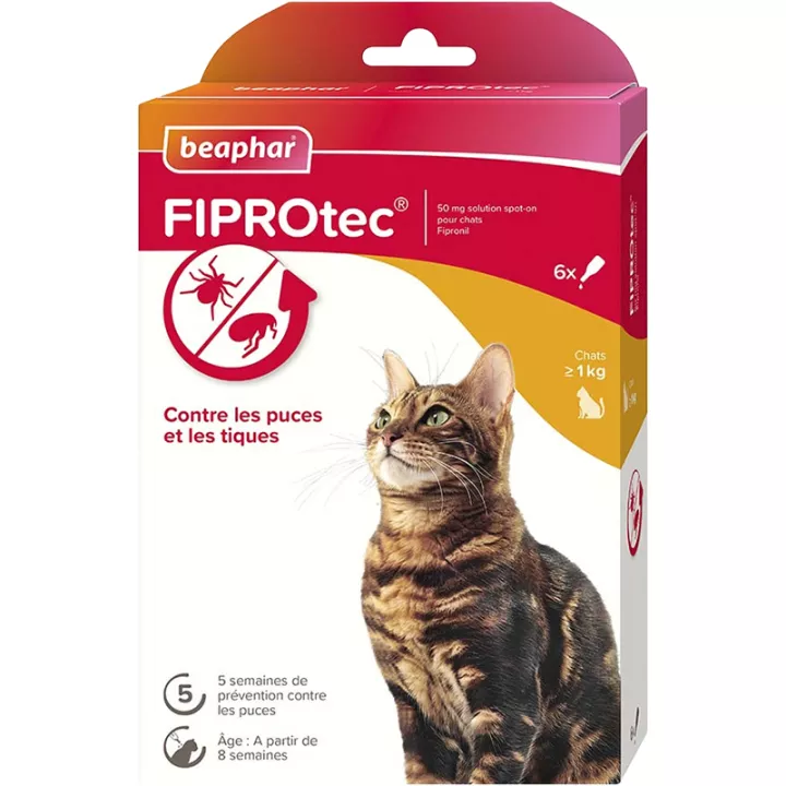 Beaphar Fiprotec 50mg Fipronil Spot-on Cat 6 Pipetas
