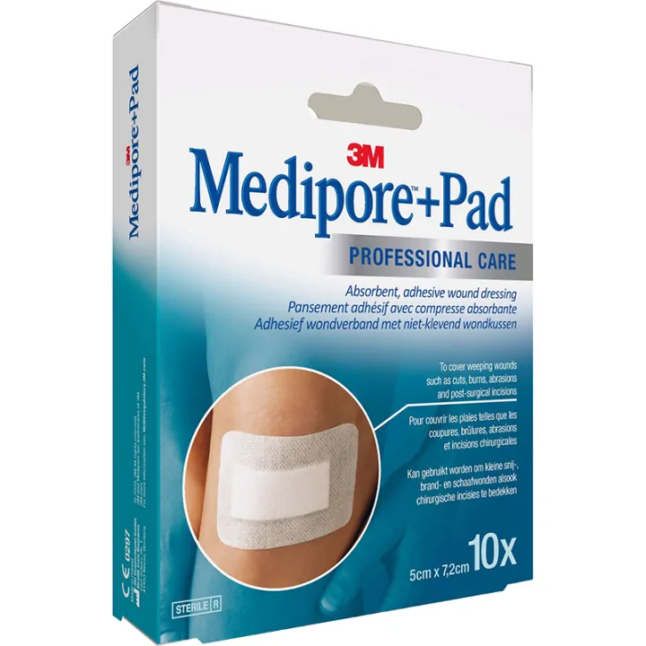 Medipore + PAD kleefverband 10x10cm Steril BOX 10