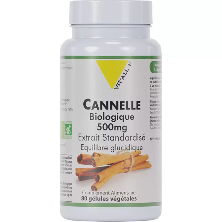 Vitall+ Canela ecológica 500 mg Extracto estandarizado 80 cápsulas vegetales