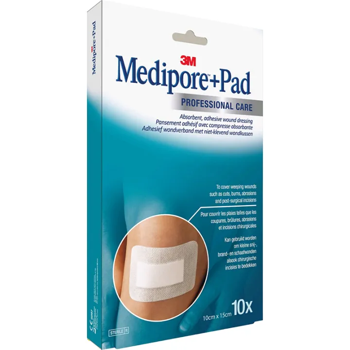 Medipore + PAD kleefverband 10x10cm Steril BOX 10