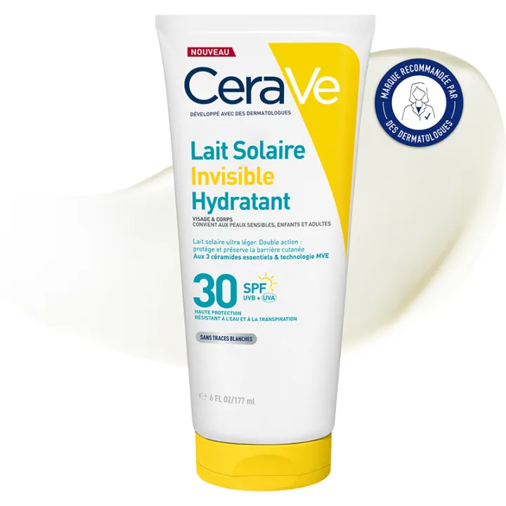 CeraVe Lait Solaire Invisible Hydratant SPF30 Visage et Corps