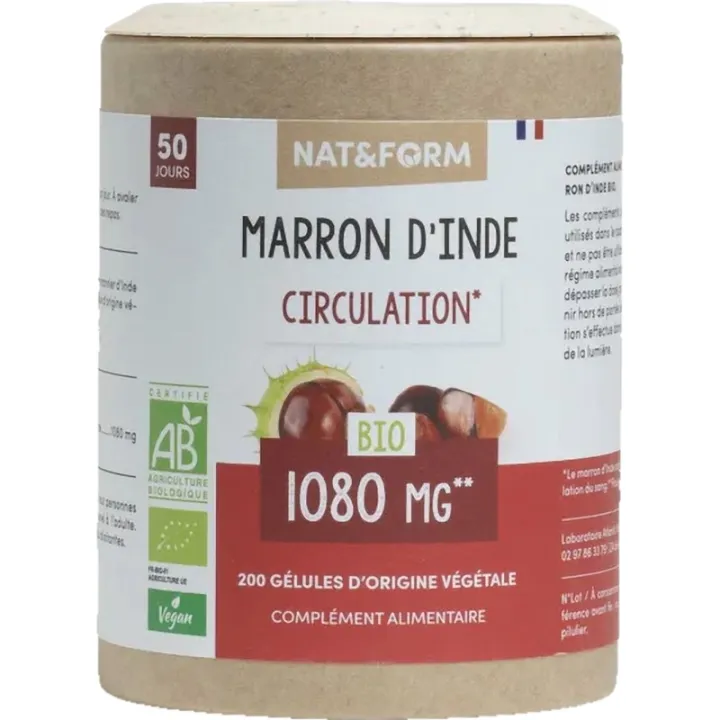 Nat & Form Organic Horse Chestnut, 200 Vegetable Capsules