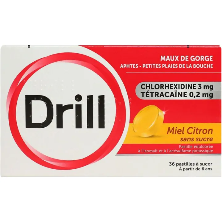 Drill Maux de Gorge Pastilles Sans Sucre