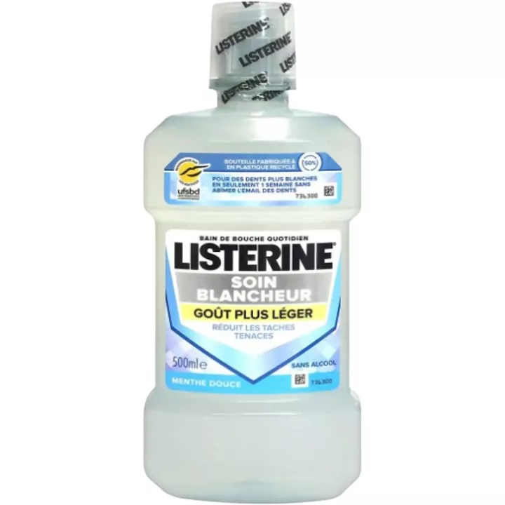 Listerine Bain de Bouche Soin Blancheur Goût Léger 500 ml