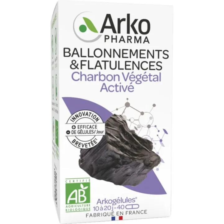 Arkogélules Charbon Végétal Activé Bio Ballonnements & Flatulences