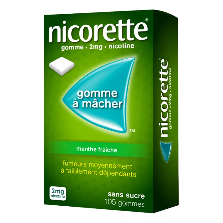 Nicorette Gomme à Mâcher 2mg Menthe Fraiche Sans Sucre