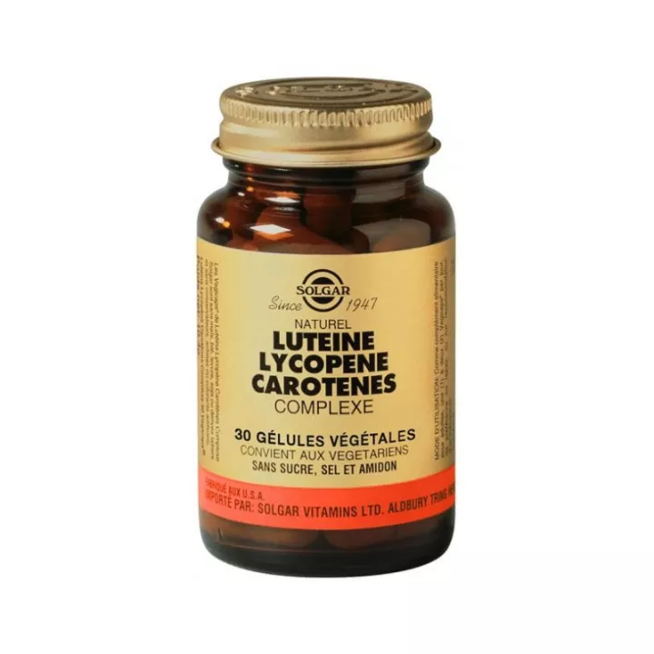 Solgar Lutéïne Lycopène Carotène Complexe 30 Gélules Végétales