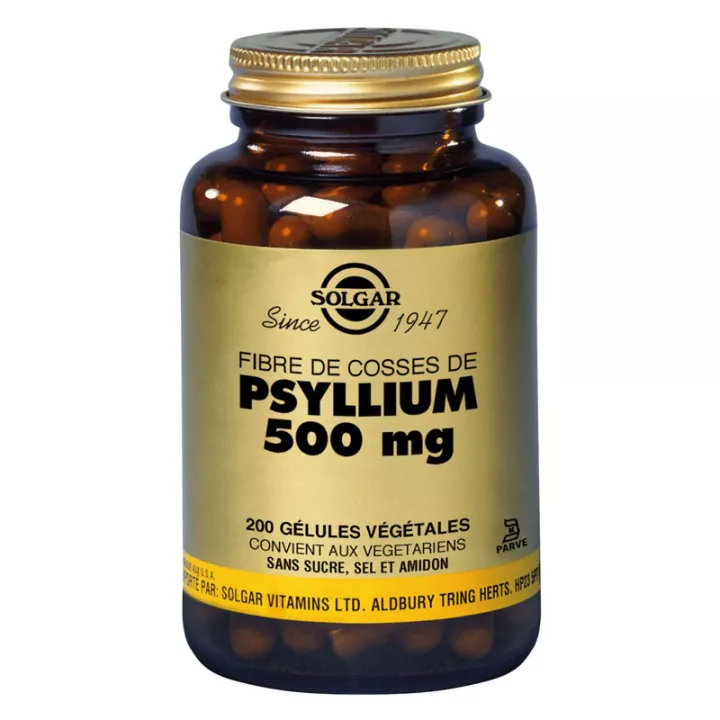 SOLGAR fibra psyllium cáscaras de psyllium 200 Cápsulas Vegetales