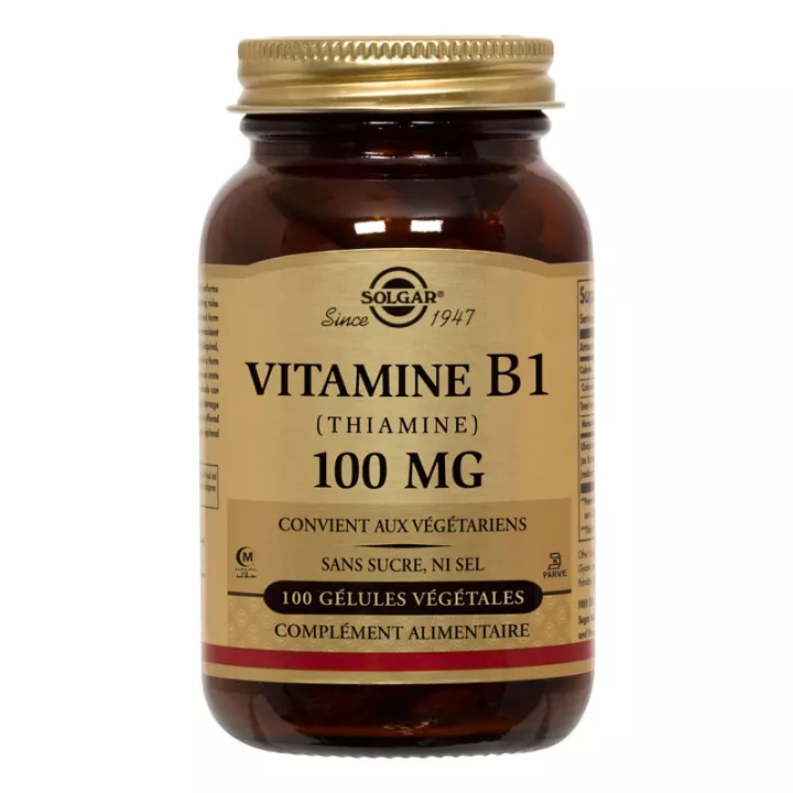 Solgar Vitamine B1 Thiamine 100 mg 100 Gélules Végétales