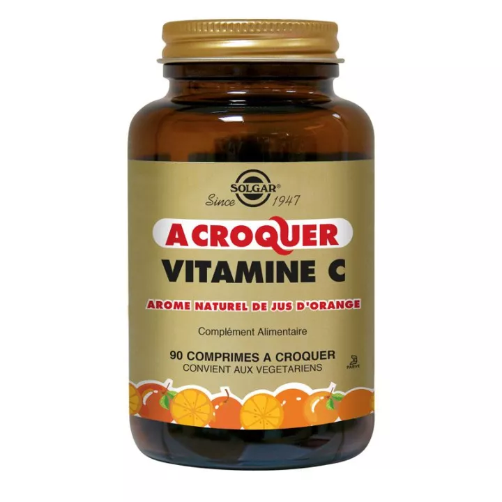 SOLGAR vitamina C laranja Gout 500mg 90 tabletes mastigáveis