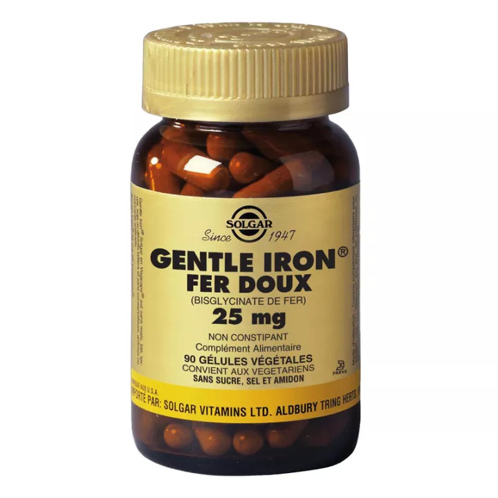 Solgar Gentle Iron Fer Doux 25 mg 90 Gélules Végétales