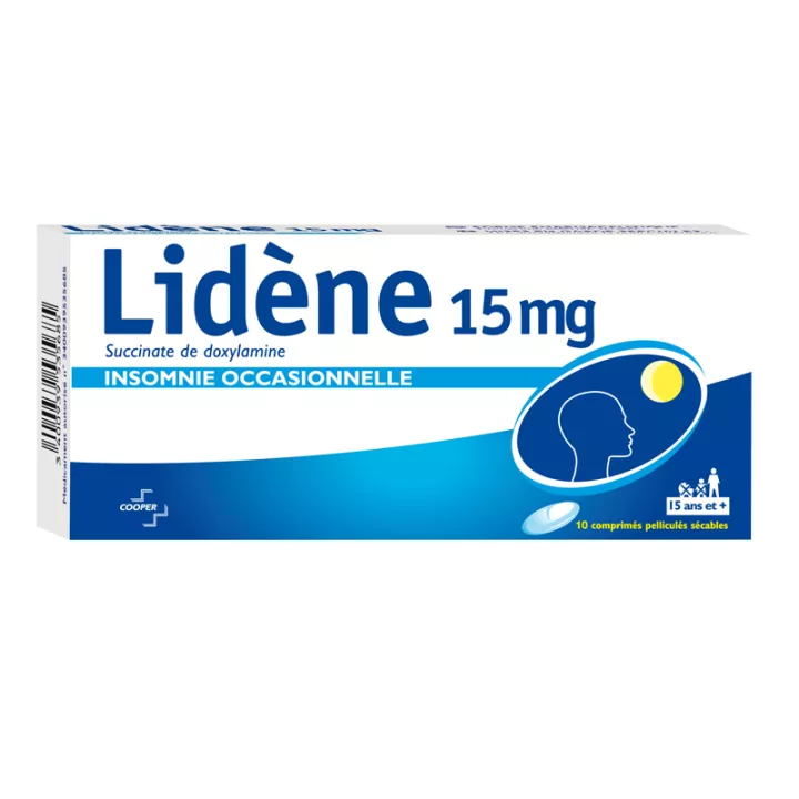 Lidène 15mg Doxylamine 10 comprimés sécables