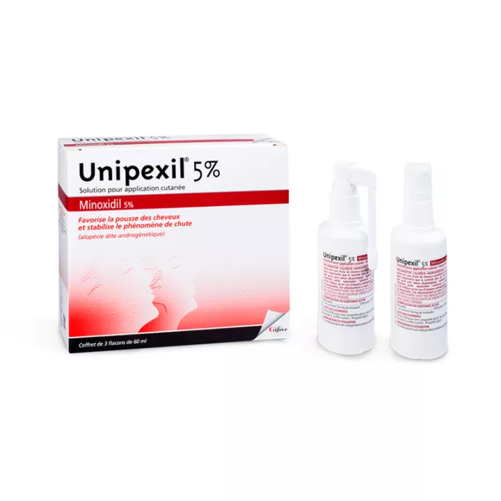 UNIPEXIL minoxidil 5% solution favorise la pousse des cheveux 3x60 ml