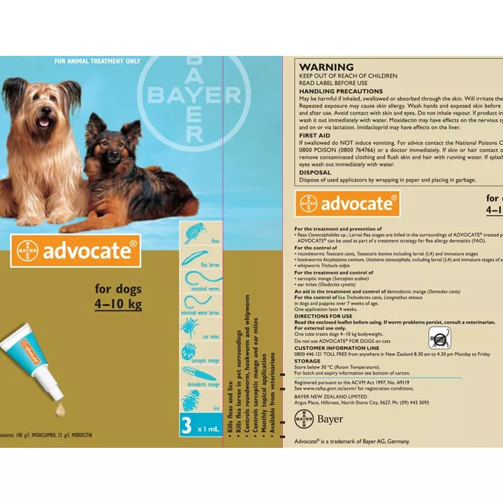 ADVOCATE DOG MEDIUM 3 PIPETTES 1ML BAYER