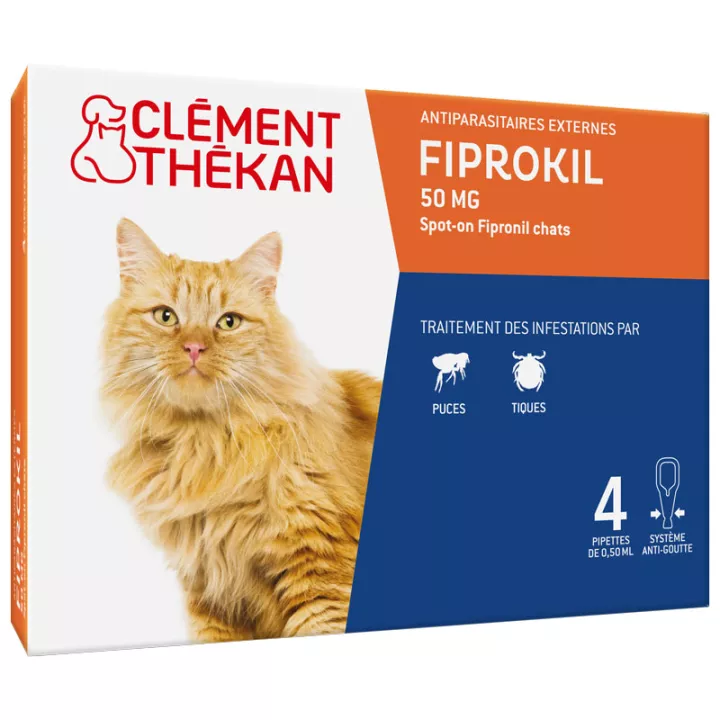 CLEMENT THEKAN FIPROKIL 50MG SPOT ON CHATS 4 PIPETTES