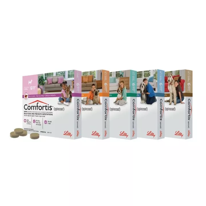 Comfortis 270 mg chewable tablets for dogs and chips anti 3-6kg cats