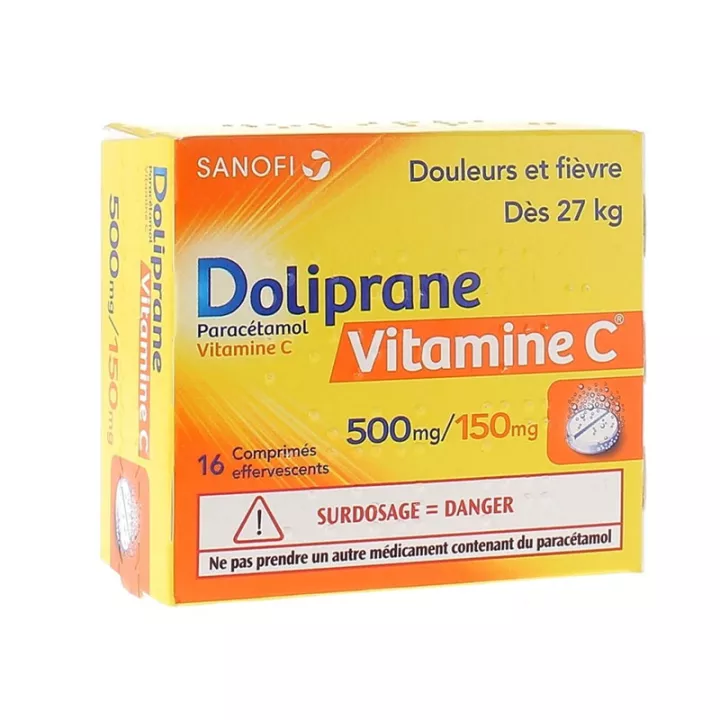 Doliprane vitamine C 500MG / 150 mg tabletten 16 EFFERVECENTS