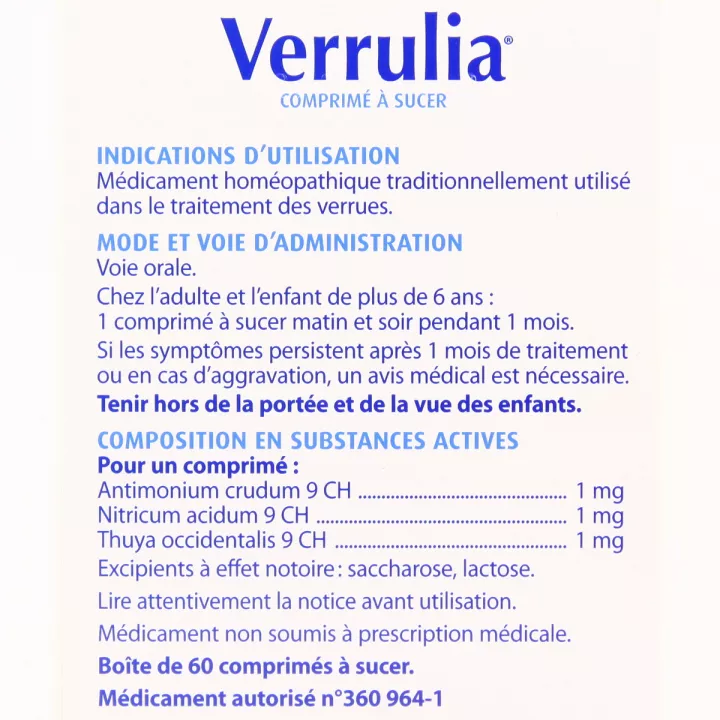 VERRULIA 60 CP HOMEOPATHIE Boiron