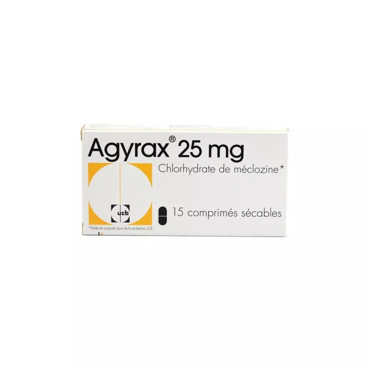 Agyrax 25mg 15 comprimés contre le mal des transports et les vertiges