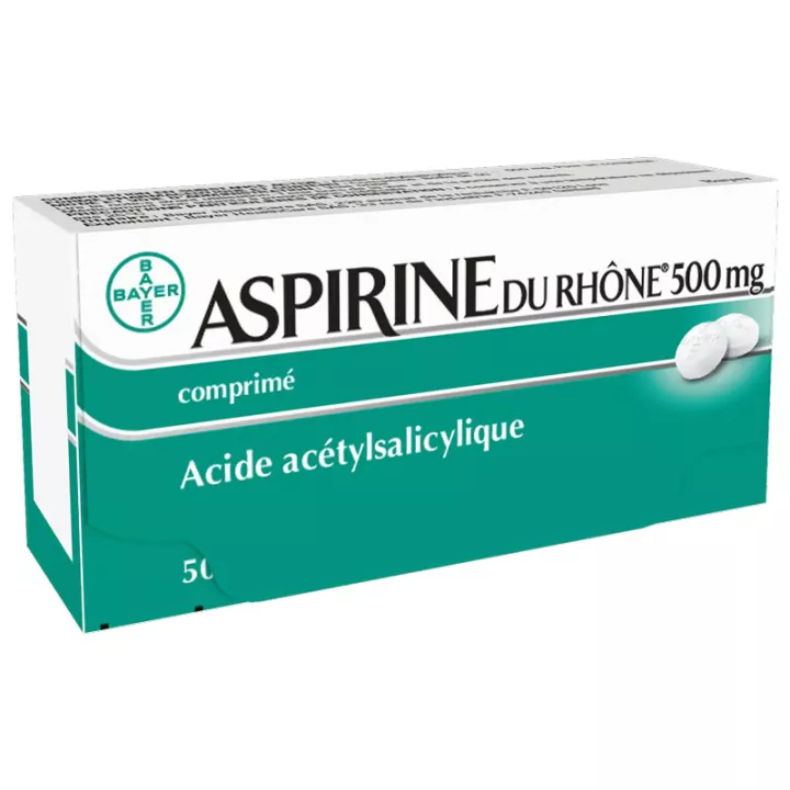 Aspirine du Rhône 500mg Bayer 50 comprimés en vente en pharmacie bio