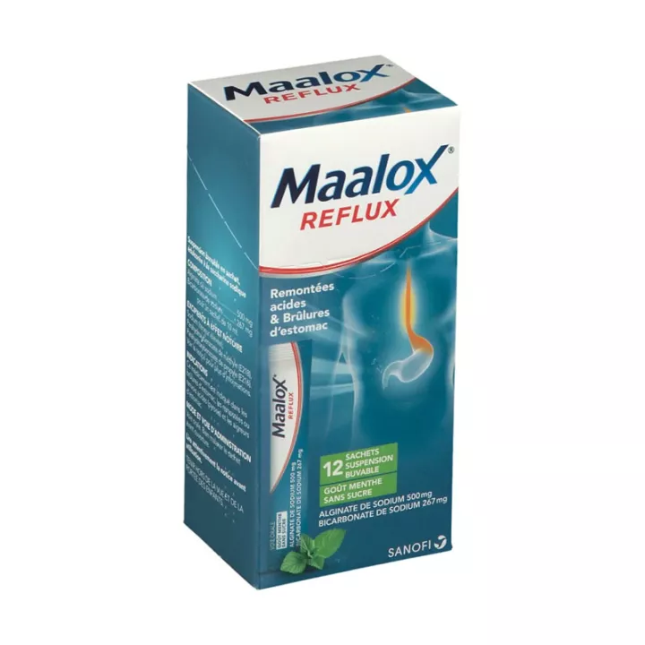 Maalox reflujo de menta sin azúcar 12 bolsas