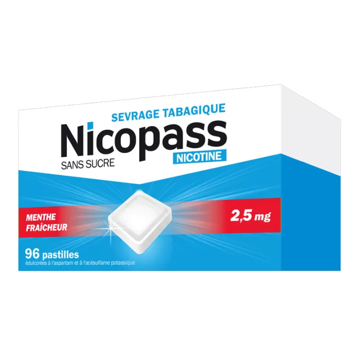 Nicopass 2,5 mg comprimidos de açúcar MINT 96