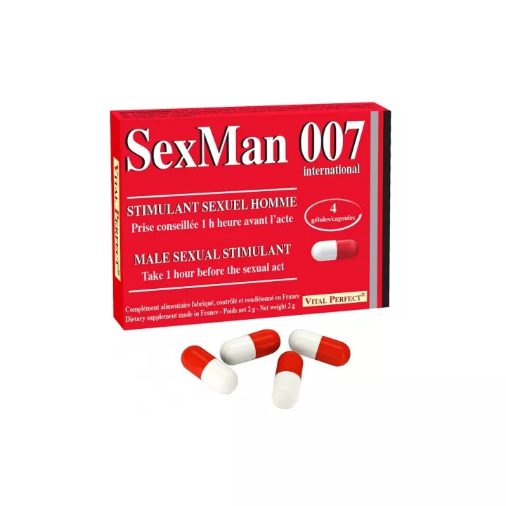 Sexman 007 VITAL hombres afrodisíacas PERFECTO 4 Cápsulas