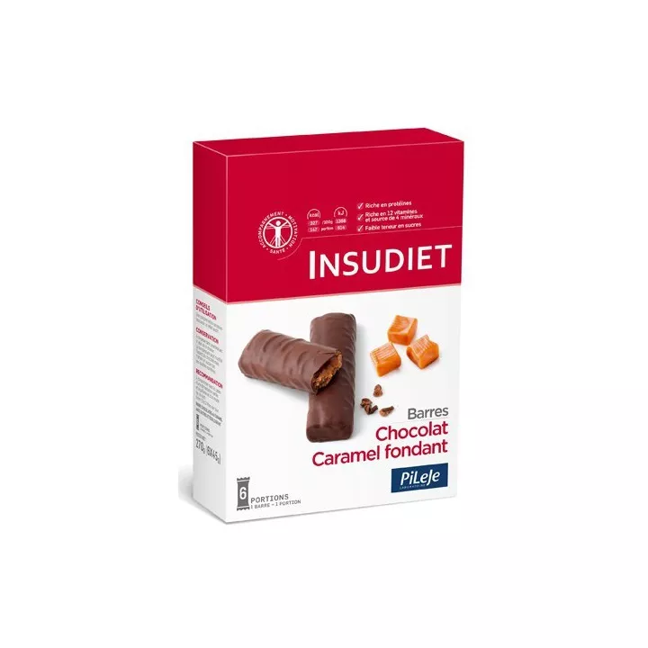 INSUDIET 6 BARRES CHOCOLAT test CARAMEL FONDANT 6X45G