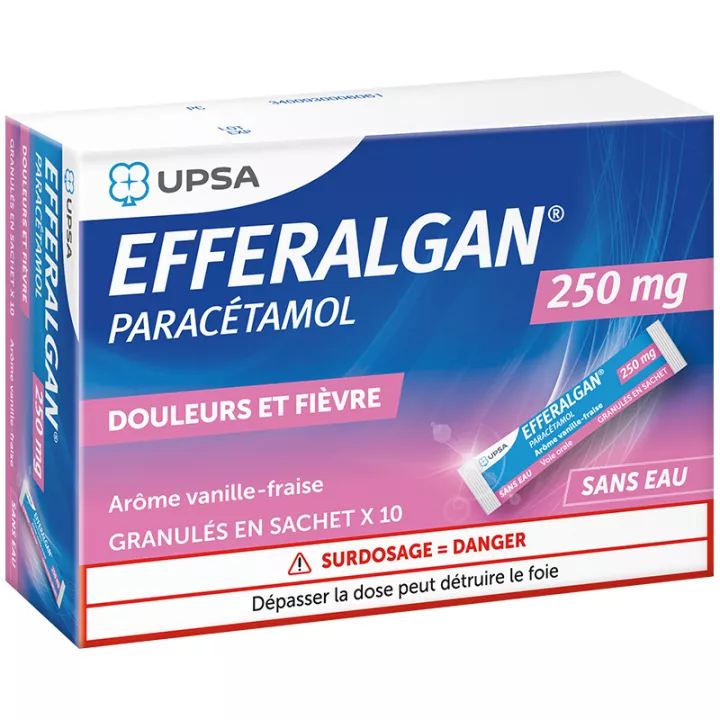Efferalgan Kind Paracetamol Vanille Erdbeere 10 Sticks 250 mg