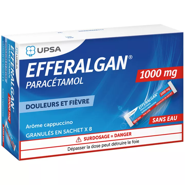 Efferalgan 1 g de paracetamol 8 palillos sabor Cappuccino