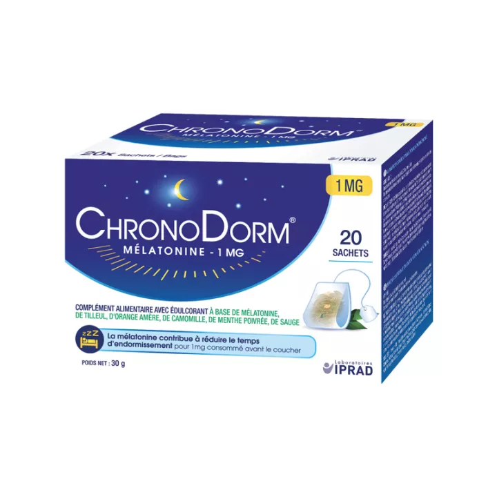 A base di erbe di sonno melatonina CHRONODORM 1MG 20 Borse