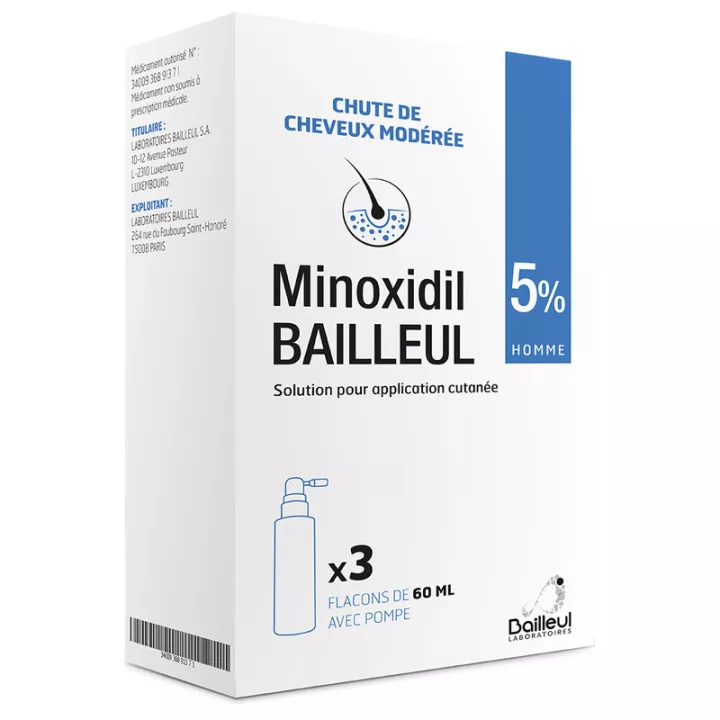 MINOXIDIL Bailleul 5% calvizie Prevenzione 3x60ml