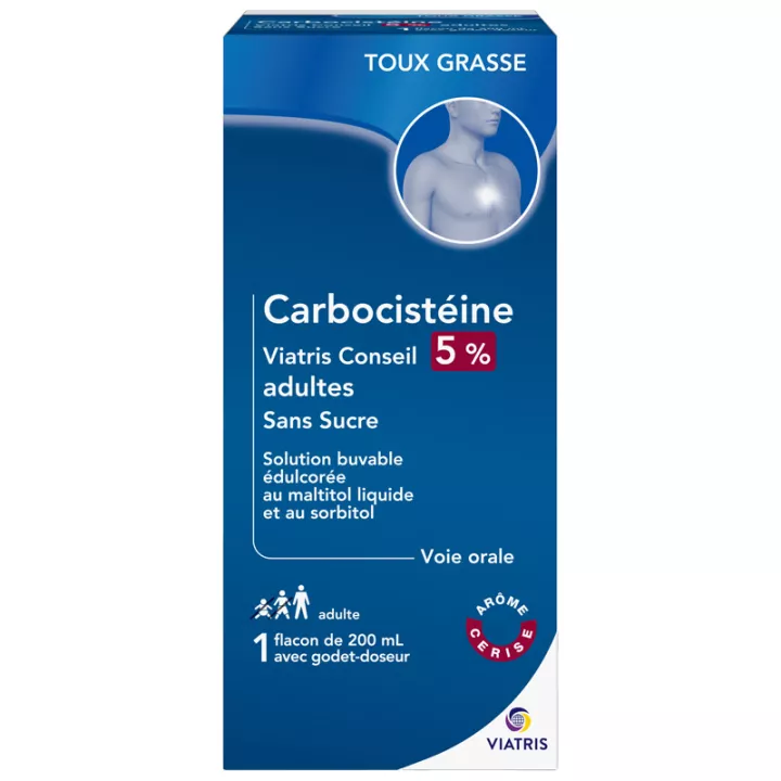 Mylan Viatris Advies Carbocysteïne 5% Adult Zonder Suikers 200ml