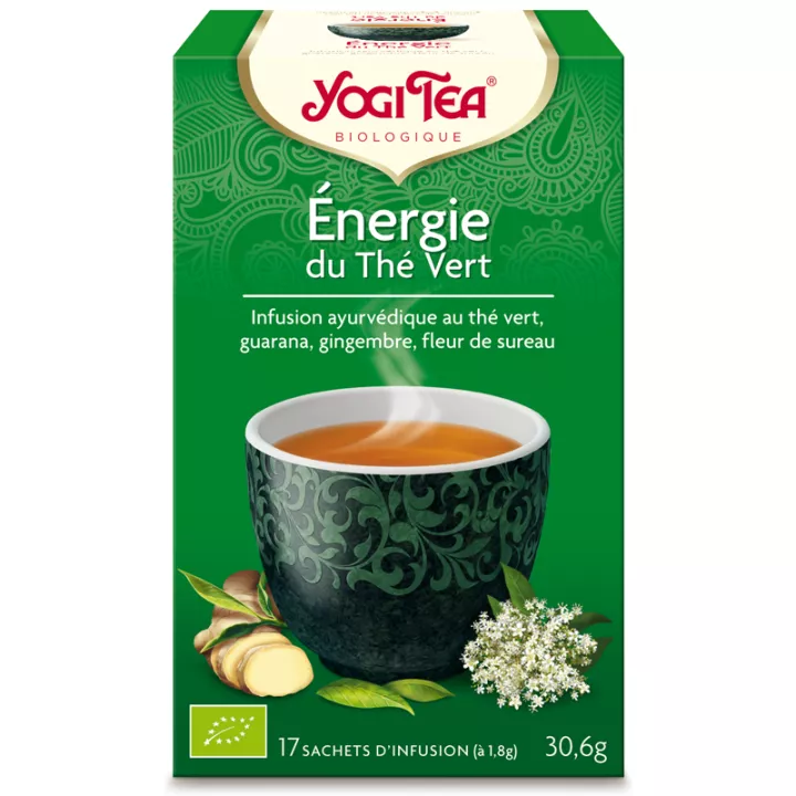 Chá de Yogi Chá da Energia Chá Verde Infusão ayurvédica 17 saquinhos de chá