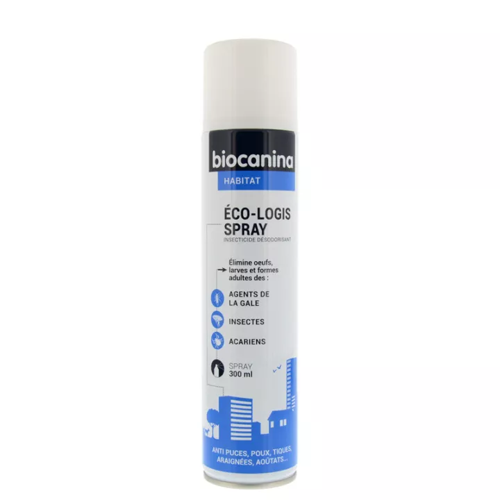 BIOCANINA ECO-LOGIS SPRAY INSECTICIDE puces tiques cafards 300ML