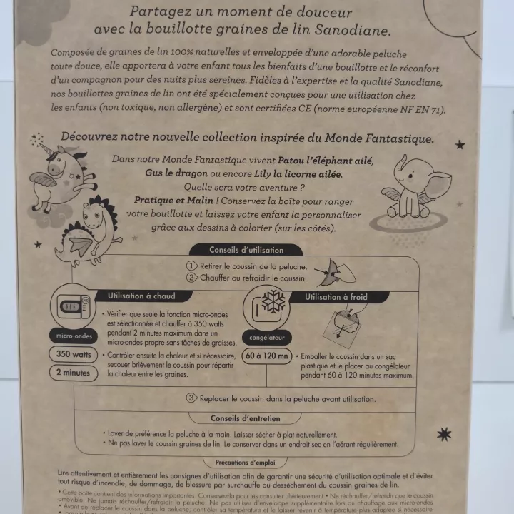 SANODIANE Leinsamen-Kuschel-Wärmflasche für Kinder