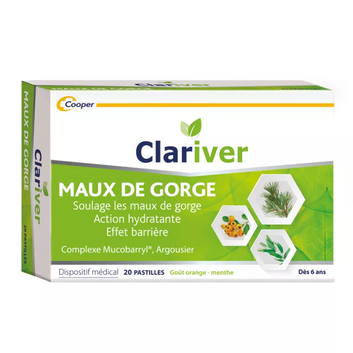 CLARIVER Dor de garganta 20 pastilhas COOPER