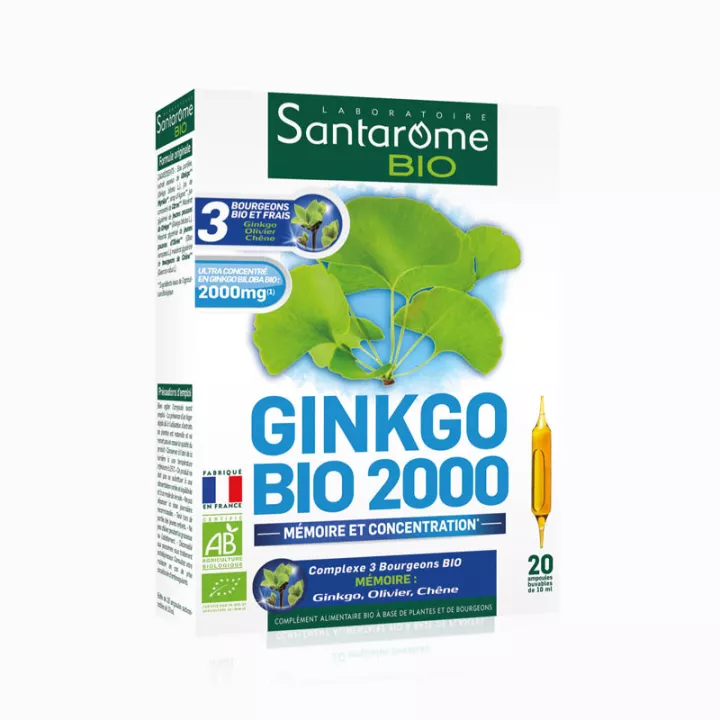 SANTAROME ORGANIC Organic Ginkgo 2000 20 ampollas 10ml