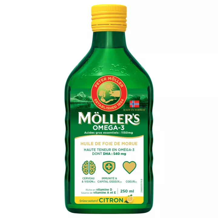 Aceite de hígado de bacalao al limón de Möller's 250 ml
