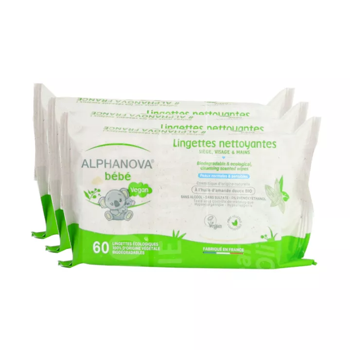 Salviettine biodegradabili per neonati bio Alphanova x72