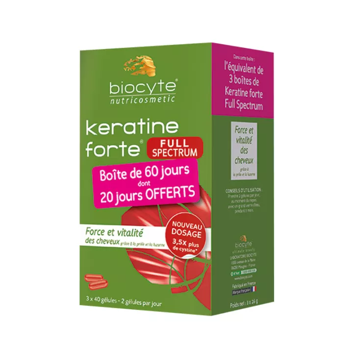 Biocyte KERATINE FUERTE espectro completo de la fuerza y ​​la vitalidad del cabello 40 Cápsulas