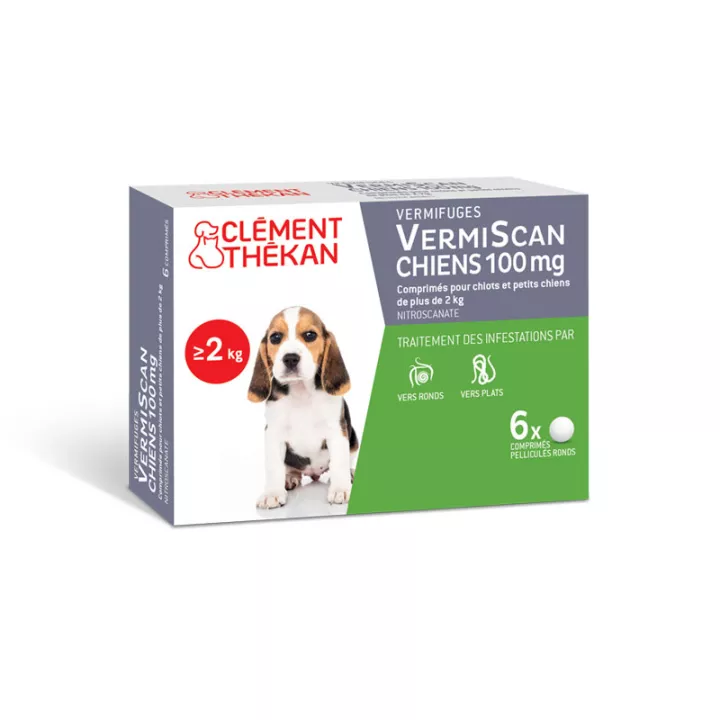 CACHORROS vermífugo Vermiscan CLEMENT Thékan PEQUEÑOS PERROS 6 TABLETS