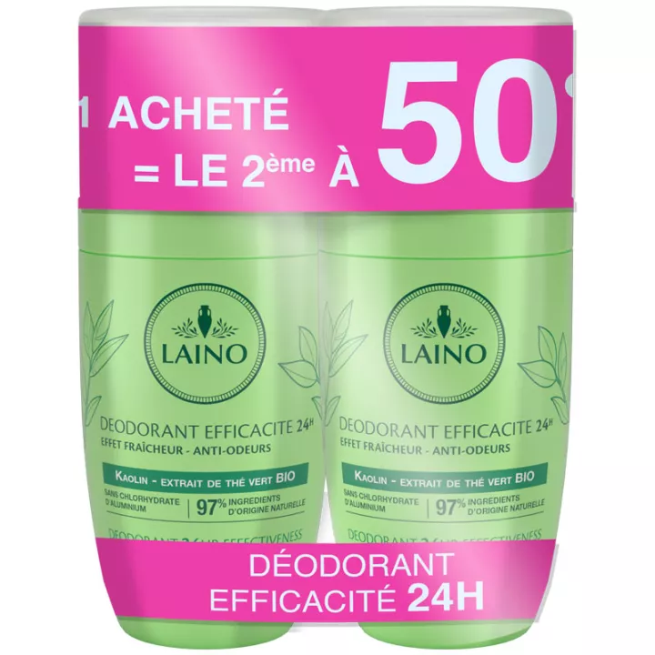 Laino Déodorant Efficacité 24H Kaolin & Extrait de Thé Vert BIO 50 ml