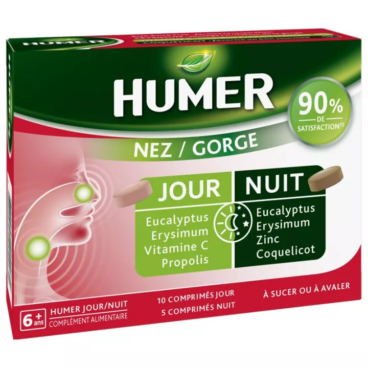 Humer Jour Nuit Nez Gorge Rhume naturel 15 comprimés